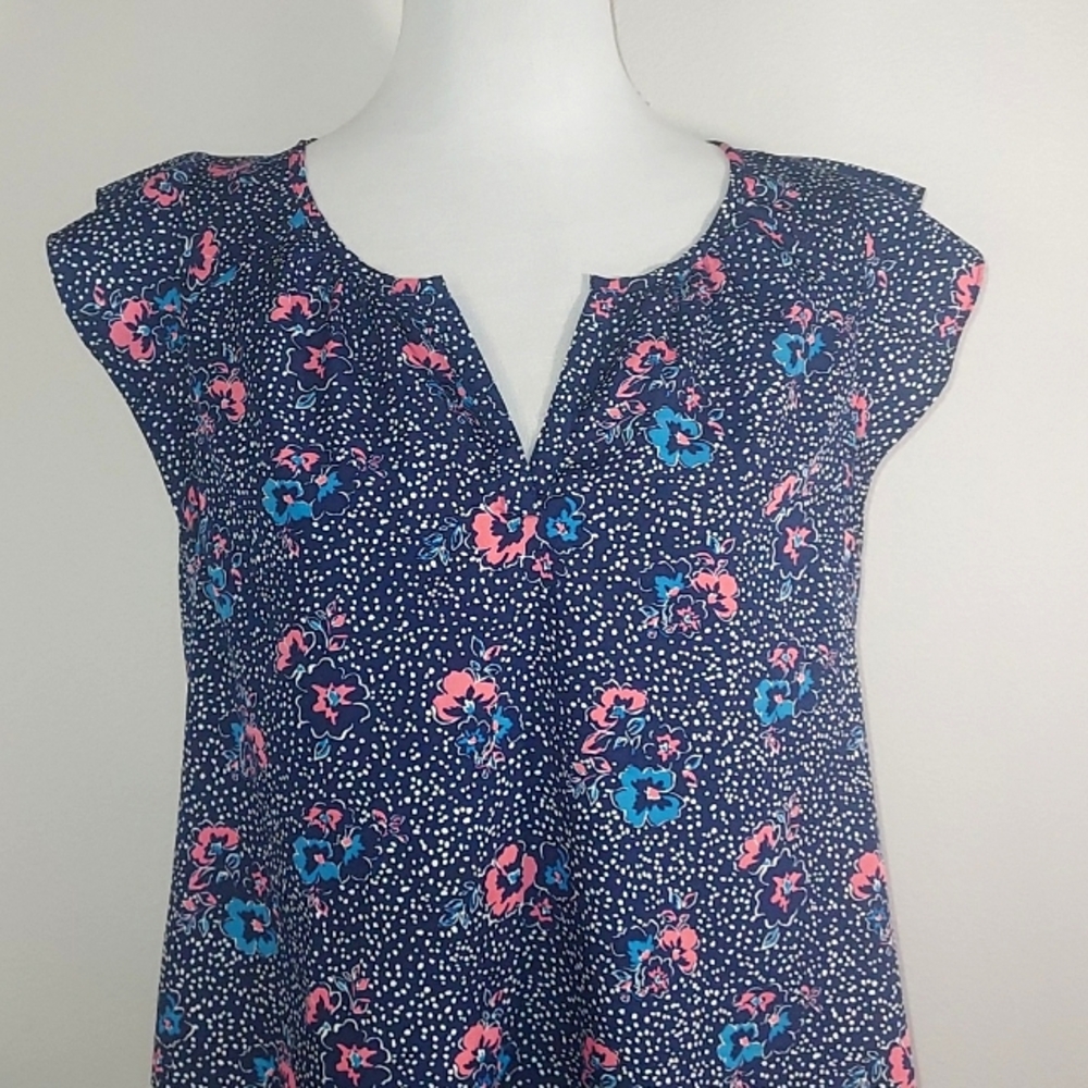 Motherhood Maternity Blue Pink Floral Print Blouse Shirt Size Small - Picture 5 of 8